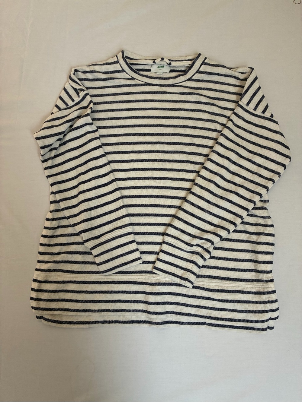 aerie Navy and White Striped Knit Top